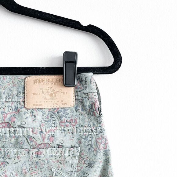 True Religion Womens Chrissy Mid-Rise Straight-Leg Skinny Fit Floral Jeans Green - Picture 5 of 10